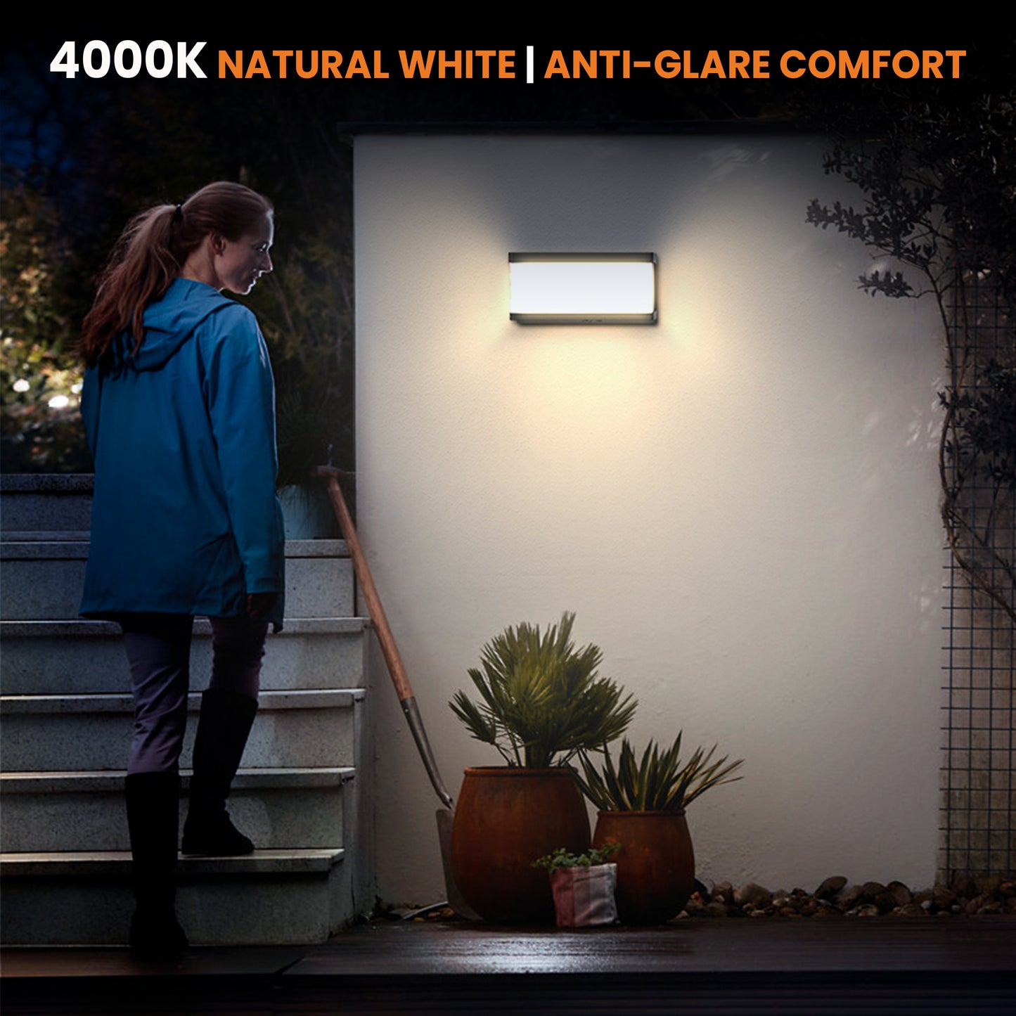 Lunix Series Solar Wall Pack Light – 2000 Lumens | Anti-Glare | PIR Motion Sensor | IP54 | 4000K CCT