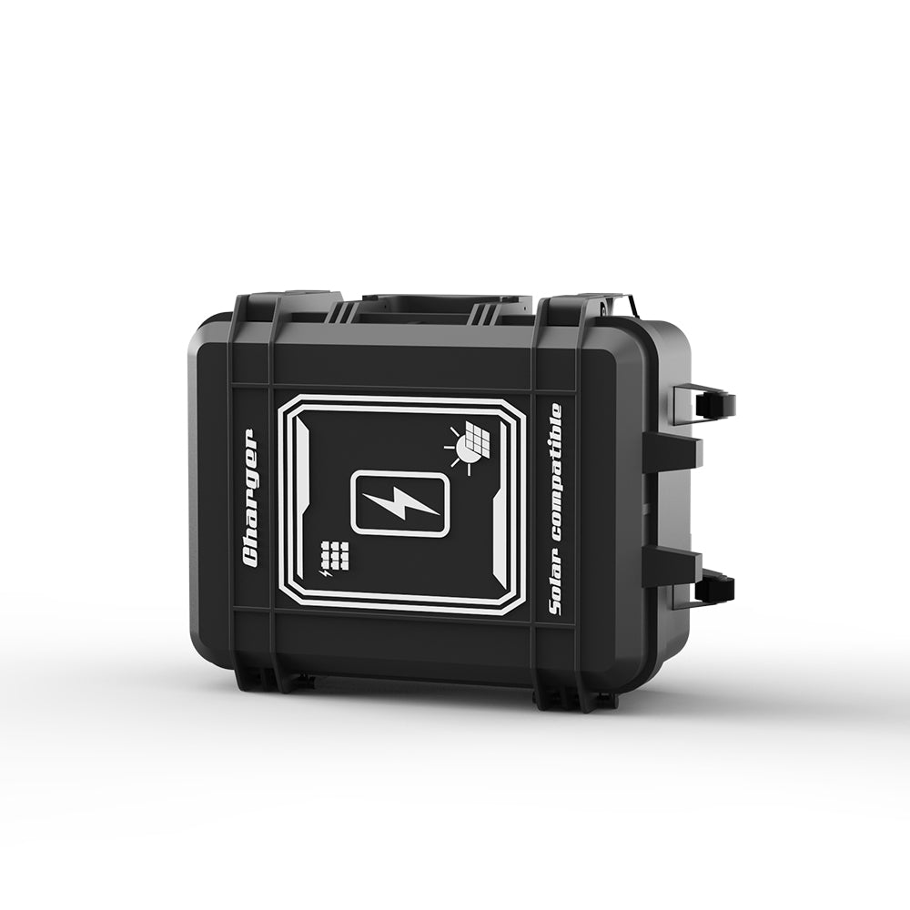 Light Tower Charger | Solar Compatible | AVS-TKC9H | 9 Bay Simultaneous Rapid Charger | Input AC 100-277V 2.5A | Output 29.4V 4.0A | Charge Time 5H(Single D24-100) | Recommended Battery D24-54 / D24-100 / D24-500