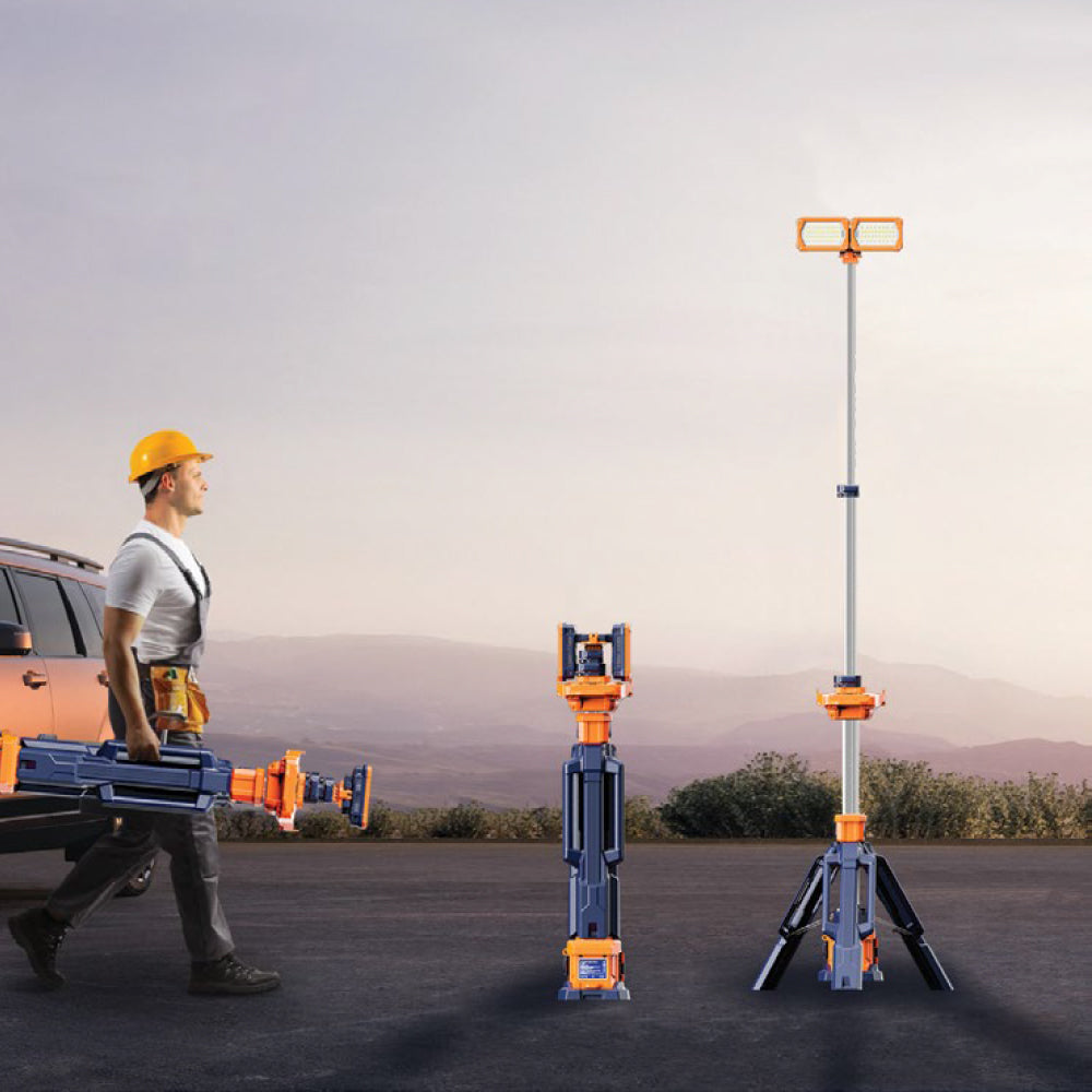 BrightMax | AVS-BPTL-200 | Portable Tripod Light | Dual Head | 12000 Lumens | Multiple Battery Modes | 100-277Vac | IP66 | Height 7.51 Feet