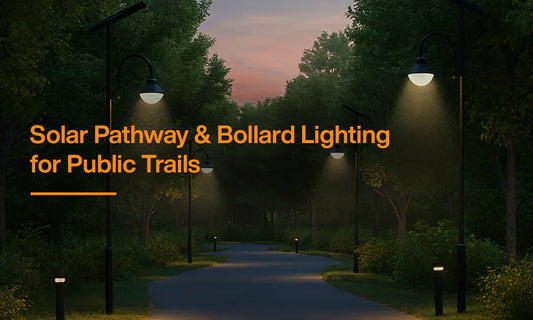 Johns Creek trail illuminated by Beyond Solar bollard pathway lights for improved safety and visibility