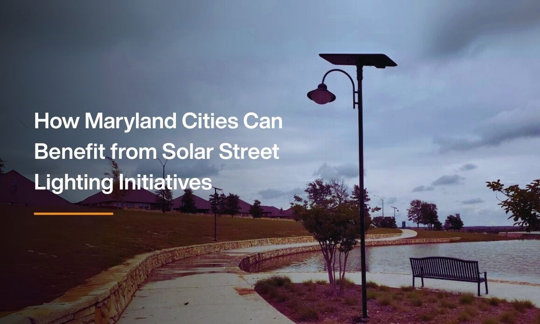 Solar street light installed in a Maryland city park showing energy-efficient lighting benefits