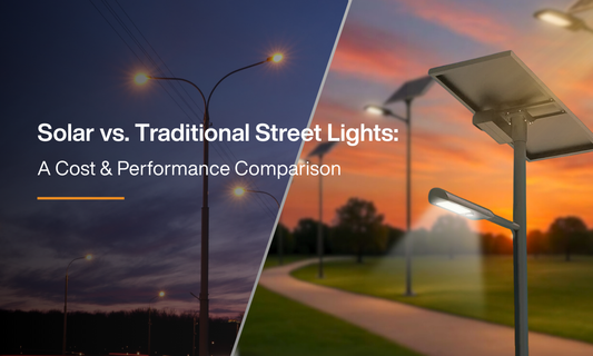 Solar vs traditional street lights comparison showing cost and performance differences between LED solar-powered street lighting and conventional grid-powered lights