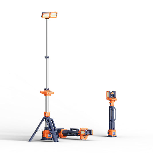 BrightMax | AVS-BPTL-200 | Portable Tripod Light | Dual Head | 12000 Lumens | Multiple Battery Modes | 100-277Vac | IP66 | Height 7.51 Feet