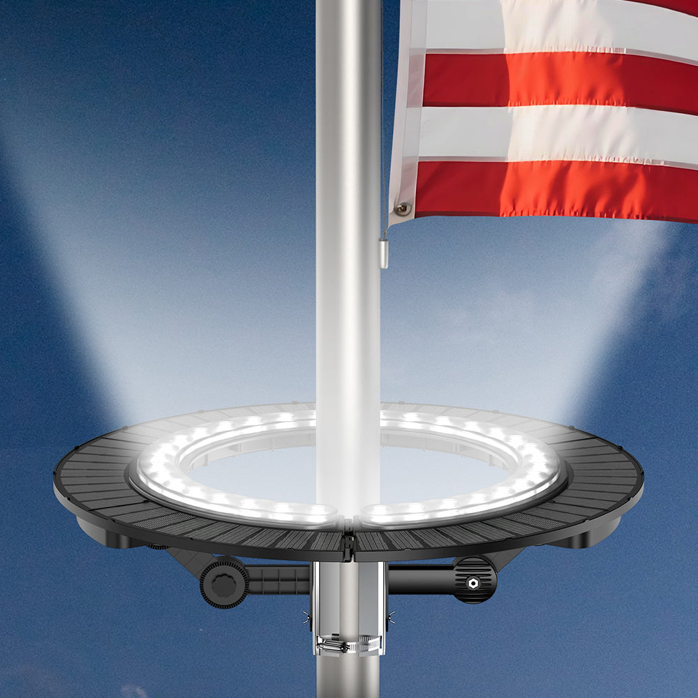 APOLLO |  Solar Wireless Flagpole Light | 32 Watt | 1260 Lumens | Auto Dusk-to-Dawn | IP65 | 1 Year Warranty