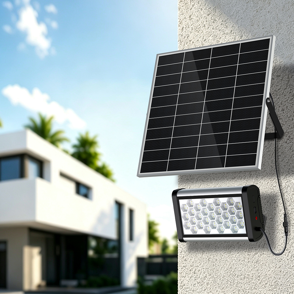 Beyond Solar SUNFORCE 37W Solar LED Flood Light | 6,000 Lumens | 5700K Daylight White | 47W Solar Panel | 384Wh LiFePO4 Battery | IP66