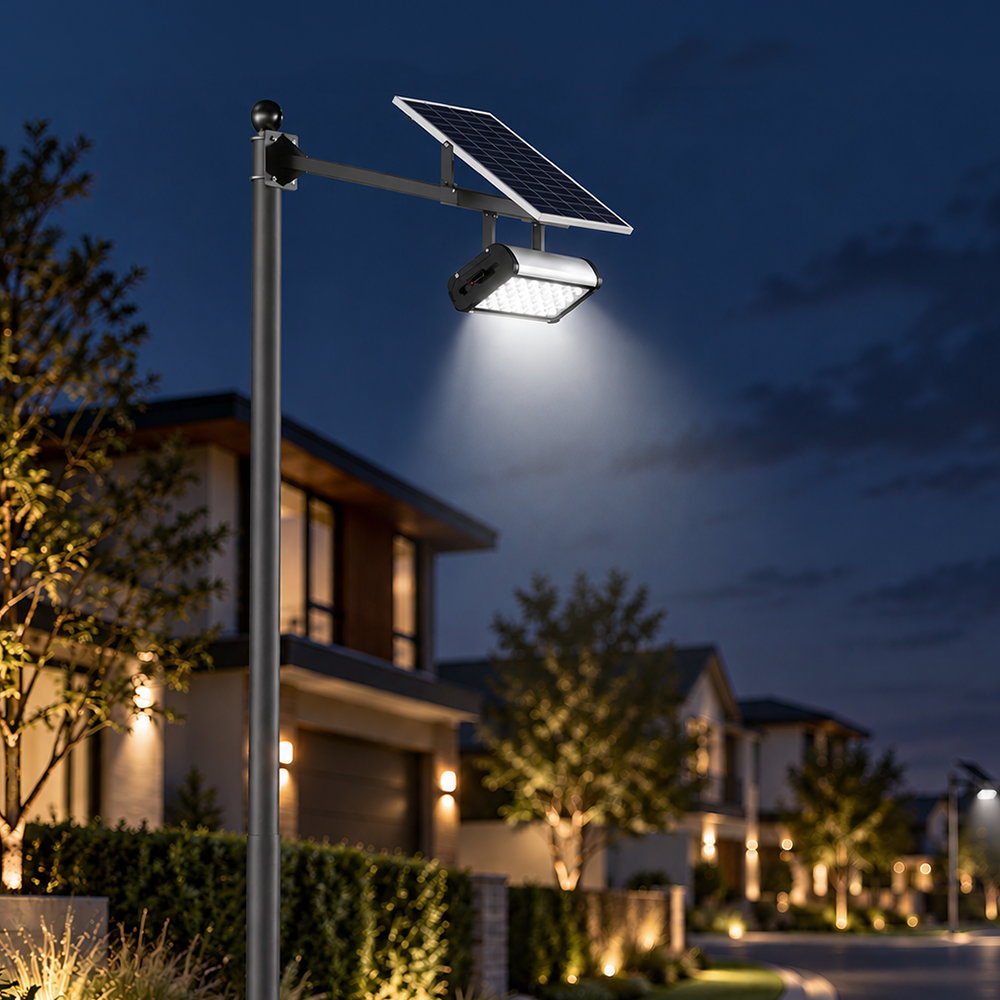 Beyond Solar SUNFORCE 50W Solar LED Flood Light | 8,000 Lumens | 5700K Daylight White | 60W Solar Panel | 512Wh LiFePO4 Battery | IP66