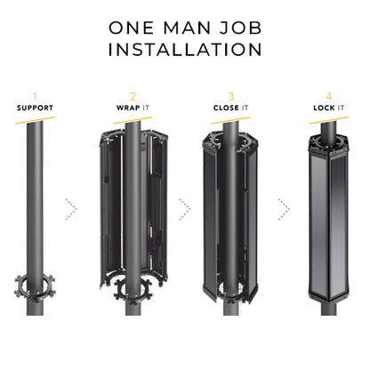 SOLPOLE 90 | Vertical Solar Street Light | 90 Watt | 17640 Lumens | 2300K-6500K CCT | Solar Panel 3 x 149W | Lithium Battery 28WH | Installation Height 22.9 to 32.8FT | IP65 | 5 Years Warranty