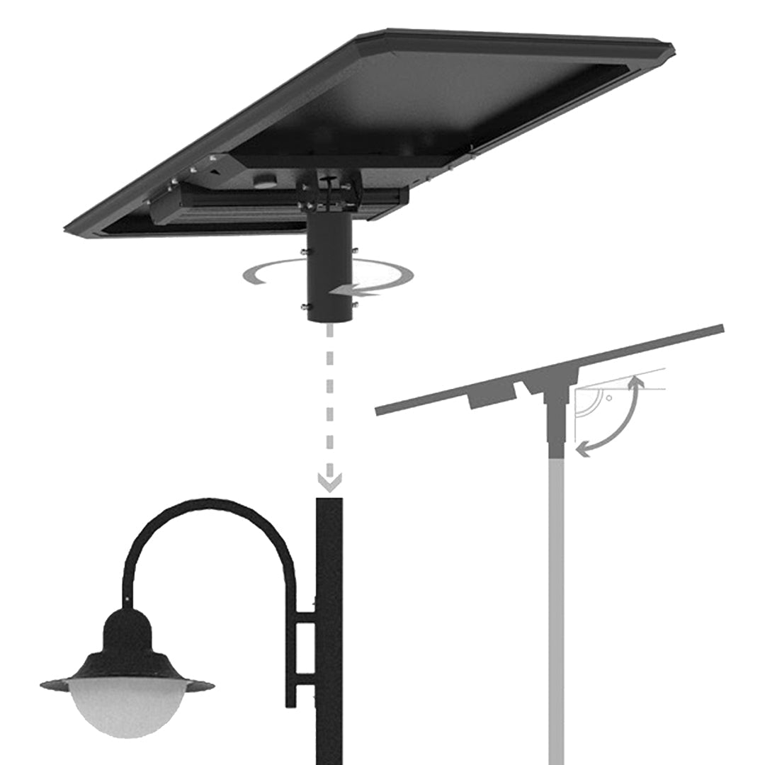 CAPE | Solar Street Pole Light | 40 Watt | 6000 Lumens | 5000K | Black Housing | Pathway Lighting | Garden Light | Solar Post Top CAPE Light | 5 Years Warranty - 2