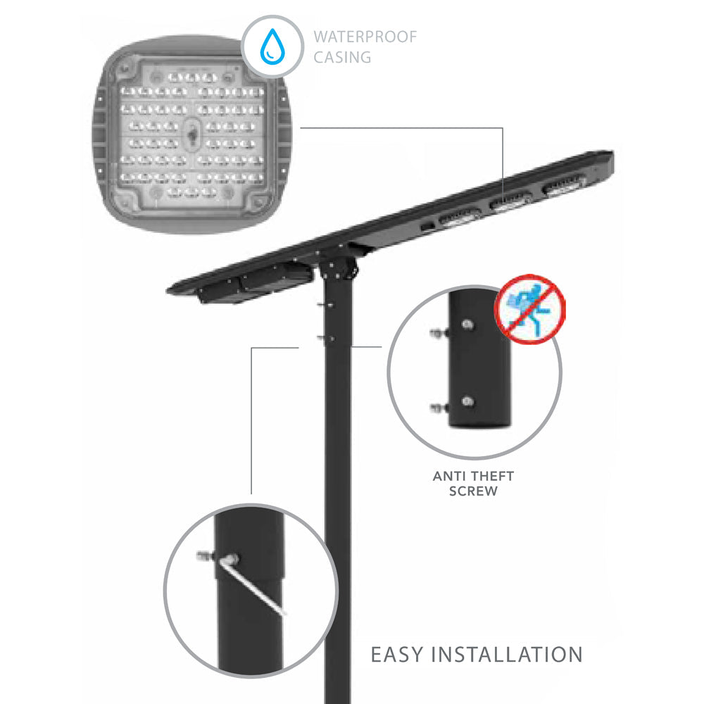 POLLUX | Solar LED Street Light | 40 Watt | 5600 Lumens | 5000K | Parking Lot Light | Solar All in One Pro Street Light | 5 Years Warranty - 2