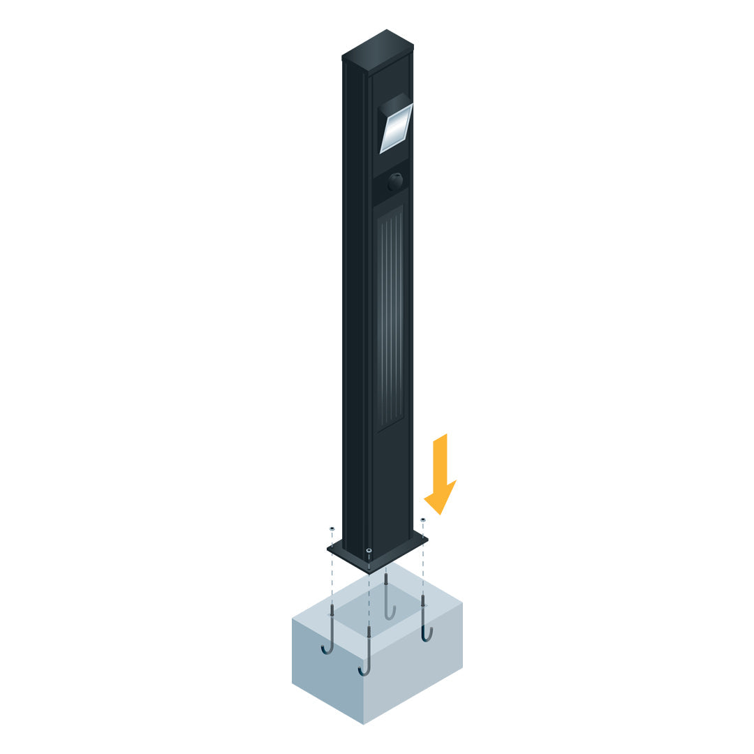 TOTEM | Solar Urban Light | 40 Watt | 6000 Lumens | 5000K | Black Housing | Pathway Lighting | Landscape Light | Solar Resistant Bollard Light | 5 Years Warranty - 5